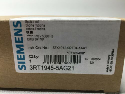 New! Siemens 3RT1945-5AG21 Coil (