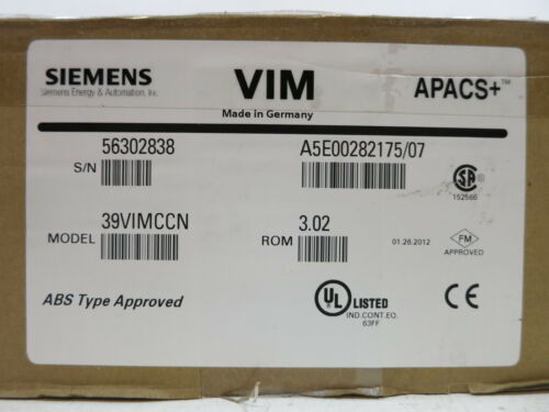 NEW Siemens 39VIMCCN Voltage Input Module APACS+ VIM PLC ROM 3.02 Moore NIB