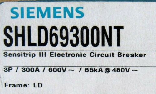 NEW SIEMENS SHLD69300NT CIRCUIT BREAKER 300A 600V 3 POLE