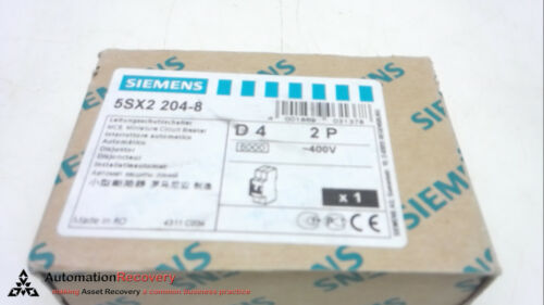 SIEMENS 5SX2 204-8, CIRCUIT BREAKER, D4, 2P, 400V, NEW #250940