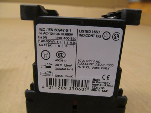 1 NIB SIEMENS 3RH1131-2AK60 3RH11312AK60 CONTROL RELAY 3NO 1NC 120VAC COIL CC