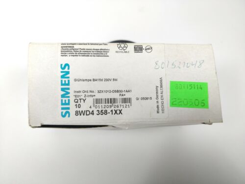 Siemens 8WD4358-1XX Incandescent Lamp, 230 V AC, 5 W - 10 Pcs