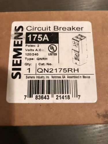 Siemens QN2175RH 175A 2 POLE 120/240-Volt 22K type QNRH Circuit Breaker New!!