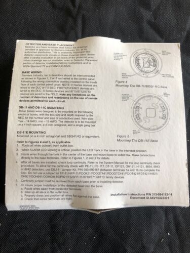 SIEMENS DB-11 SMOKE DETECTOR BASE 8853 500-094151 FIRE ALARM