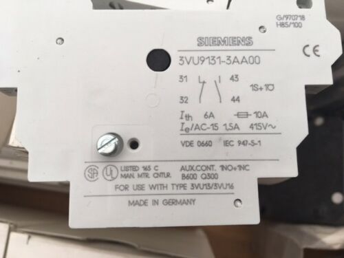 Two (2) Siemens 3VU91 31-3AA00 Control Switches