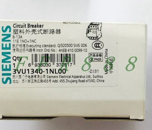 ONE NEW Siemens Motor Protection Circuit Breaker 3VU1340-1NL00 8-13A