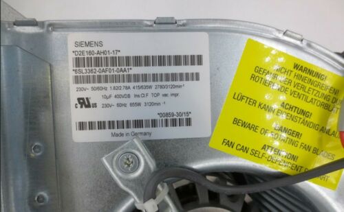 Siemens 6SL3362-0AF01-0AA1/EBM D2E160-AH01-17 FAN AC 260AMP 380/480V 50/60HZ NEW