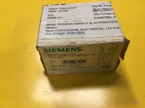 SIEMENS CONTACTOR 3RT1017-1AG11