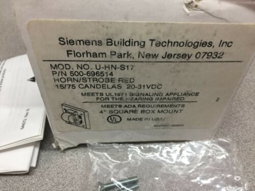 NEW IN BOX SIEMENS HORN/STROBE RED 500-696514