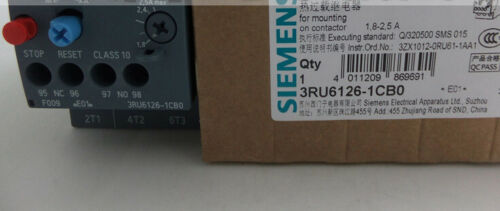 Siemens 3RU6126-1CB0 1.8-2.5A Thermal relay New