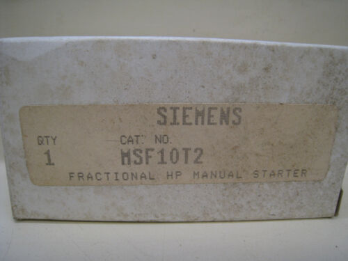New SIEMENS Cat No MSF10T2 Fractional HP Manual Starter Free Shipping