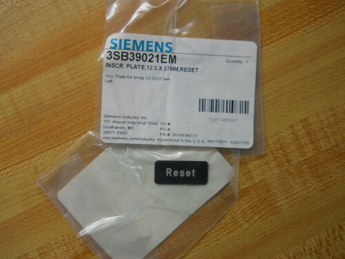 SIEMENS 3SB39021EM RESET INSCRIPTION PLATE 12.5 x 27 MM NEW