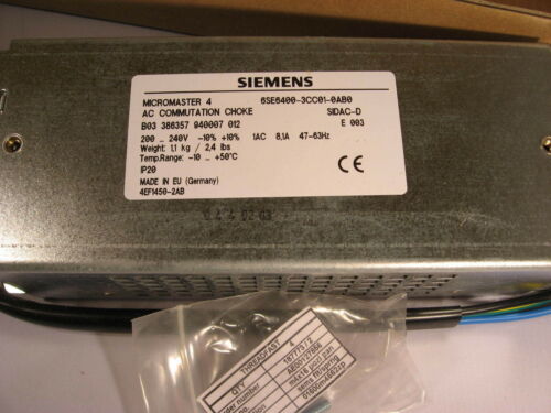 NEW* SIEMENS MICROMASTER 4, 6SE6400-3CC01-0AB0, AC COMMUTATION CHOKE, SIDAC-D