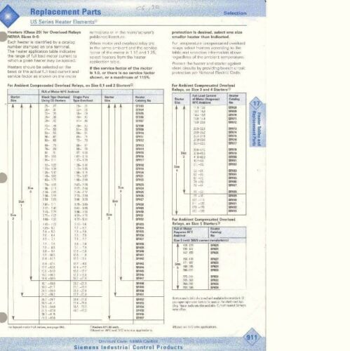 Siemens SFH07 Nema Overload Relay Heater .32-.42 Amp NEW SFH Series
