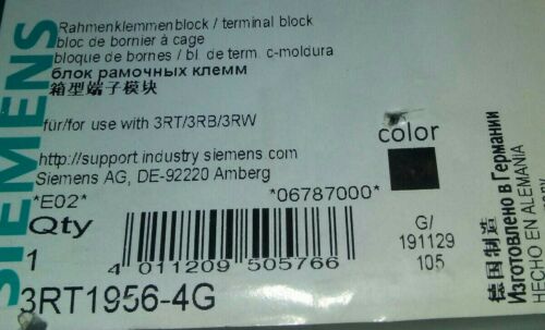 SIEMENS 3RT1956-4G TERMINAL BLOCK, NEW, FREE SHIPPING
