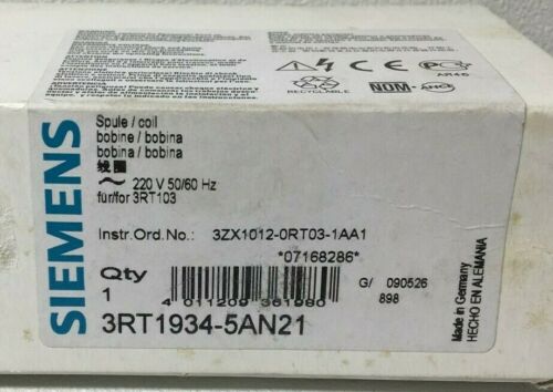 New! Siemens 3RT1934-5AN21 Coil (