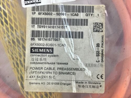 NEW SIEMENS 6FX5002-5DS01-1CA0 CONNECTION SYSTEMS POWER CABLE SINAMICS MC500