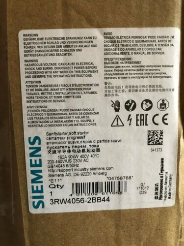 1PC NEW siemens Soft Starter 3RW4056-2BB44 one year warranty