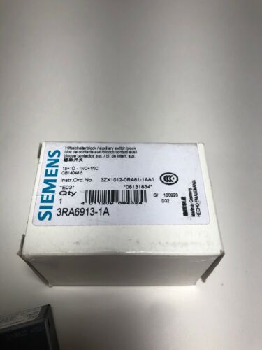 NEW SIEMENS 3RA6913-1A COMPACT STARTER AUXILARY SWITCH Warranty Fast Shipping