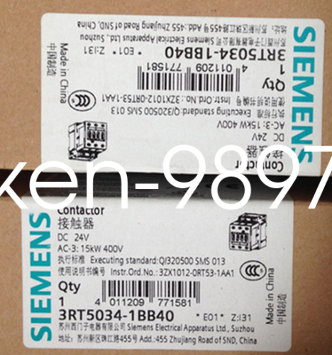 1PC NEW For Siemens Contactor 3RT5034-1BB40 3RT50341BB40
