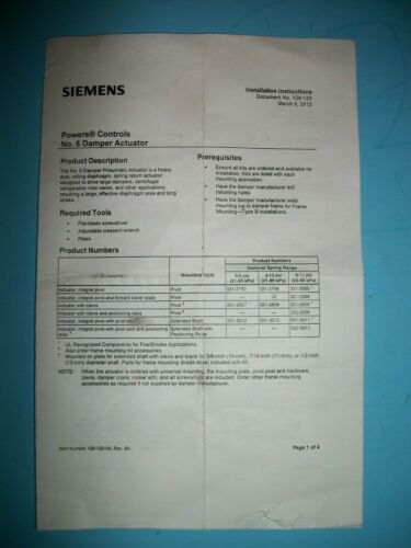 NEW Siemens 331-2856 Pneumatic Damper Actuator