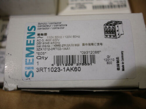 SIEMENS 3RT1023-1AK60 MOTOR STARTER CONTACTOR SIZE S0 3PHASE Konecranes