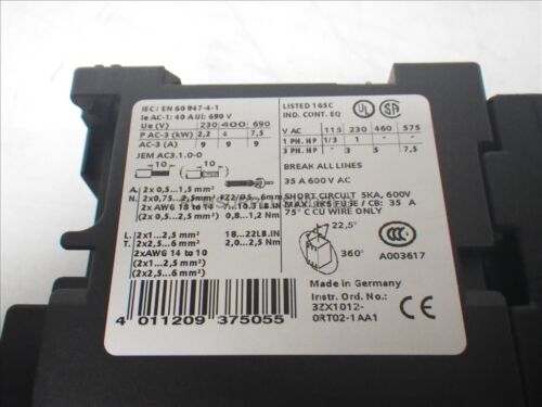 3RA11251FA231BB4 Siemens Combination Starter 35A 600V (New)