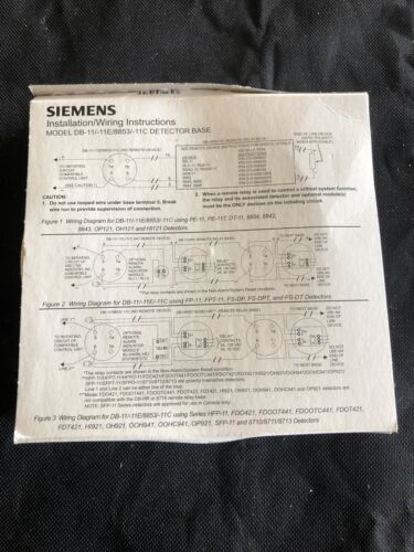 SIEMENS DB-11 SMOKE DETECTOR BASE 8853 500-094151 FIRE ALARM