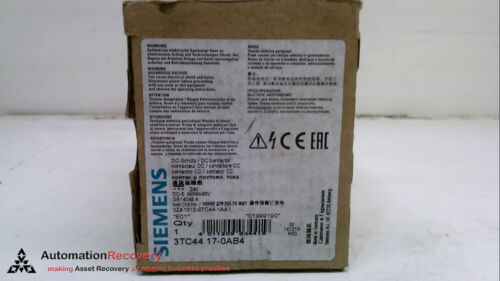 SIEMENS 3TC4417-0AB4, CONTACTOR, SIZE: 2, 2 POLES, 24 VDC, 29 A, NEW