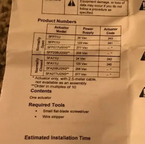 Siemens / SFA11U 599 Series Zone Valves And Actuators Free Shipping
