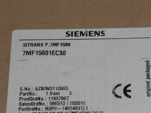 SIEMENS PRESSURE TRANSMITTER 7MF15801EC30 (BOX NOT OPEN) *FACTORY SEALED*