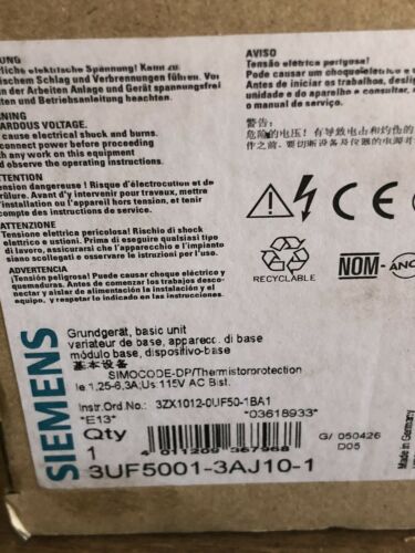 New Siemens 3UF5001-3AJ10-1 SIMOCODE DP Basic Unit PROFIBUS DP