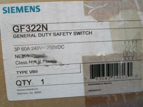 Siemens, GF322N, General Duty Safety Switch, 3 Phase, 60A