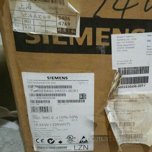 New Siemens 6SE6440-2AD31-8DA1 440 inverter 380V~480V 18.5KW One year warranty