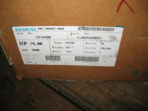 SIEMENS ILA025426P21 15HP MTR, 3600RPM 254T FR, 230/460V NEW!!