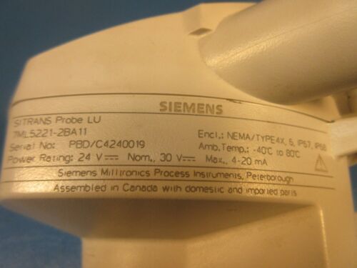 Siemens 1P 7ML52212BA11 Level Instrument Ultrasonic Transmitter Sitrans Probe LU
