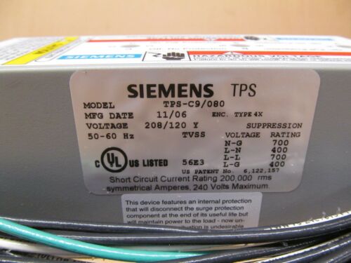 1 NIB SIEMENS TPSC9080001 TPS-C9080001 TRANSIENT VOLTAGE SURGE SUPPRESSOR