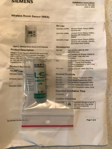 SIEMENS QAA2391.FWTC / QAA2391FWTC Talon Wall Sensor New In Box w/Free Shipping