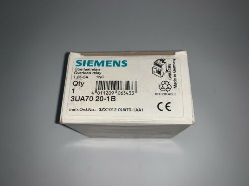 SIEMENS OVERLOAD RELAY 1.25 - 2.0A 3UA70 20-1B INSTR ORDER # 3ZX1012-0UA70-1AA1