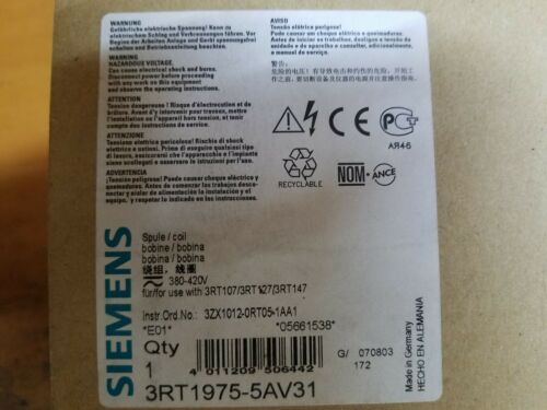 SIEMENS 3RT1975-5AV31 / 3RT19755AV31 New but old stock