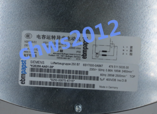 1 PCS NEW Ebmpapst Siemens Inverter Fan 6SY7000-OAB67 K2E250-AA01-09