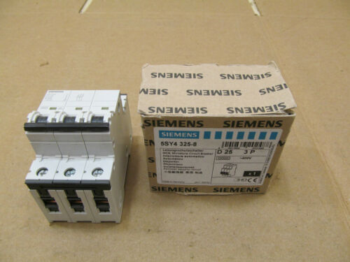 NIB SIEMENS 5SY4-325-8 5SY43258 MCB MINIATURE CIRCUIT BREAKER 25A 25 AMP 3P D25