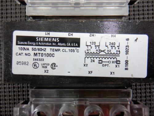 Siemens MT0100C 100VA 120/240V-24V Control Transformer