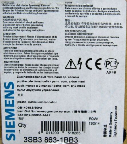 NEW SIEMENS 3SB3-863-1BB3 CONTROL CONSOLE 3SB38631BB3