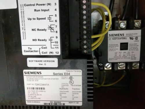 SIEMENS 72KG34AFP AC SEMICONDUCTOR ELEVATOR MOTOR STARTER