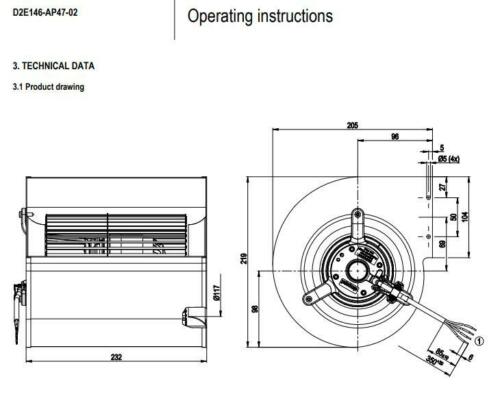 Original ebmpapst D2E146-AP47-02 centrifugal fan 230V 1.45A Siemens Inverter fan