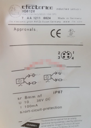 1PC New IFM Proximity Switch IG6126 IGKC008BASKG/M/US-104-DRS/2LED free shipping