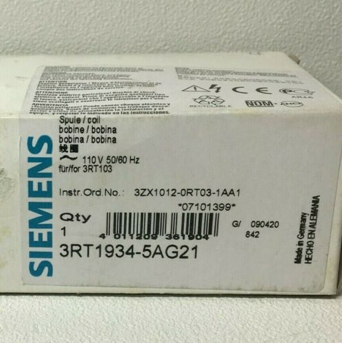 New! Siemens 3RT1934-5AG21 Coil (