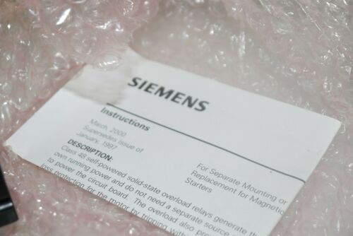 SIEMENS FURNAS 48ASD3M20 SOLID STATE OVERLOAD RELAY PHASE LOSS PROTECTION ESP100