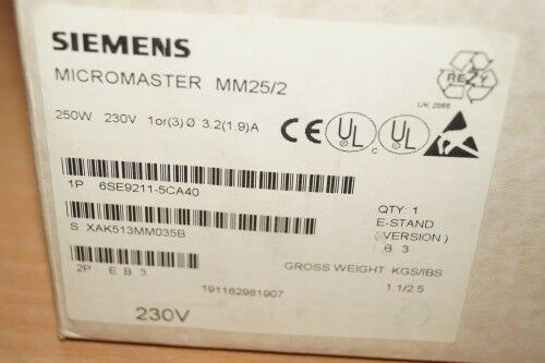 Siemens 6SE9 211-5CA40 Frequency Converter 6SE9211-5CA40